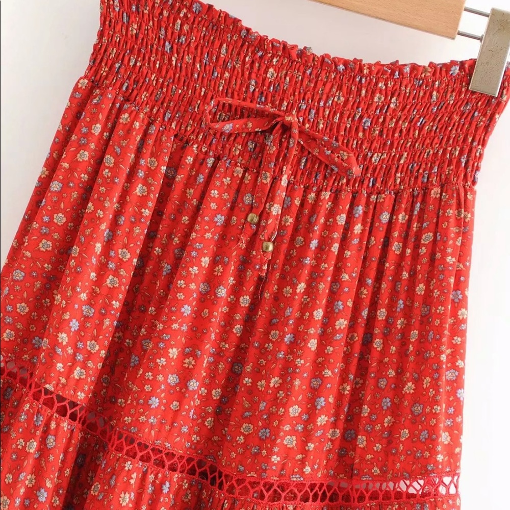 Long Maxi Boho Floral Gypsy Print Skirt Crochet - Picture 13 of 16